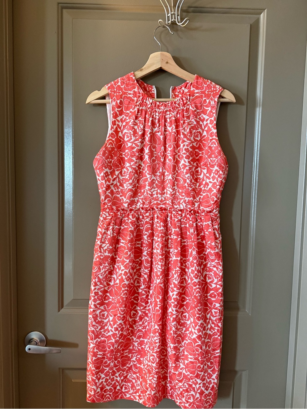 Tory Burch Coral and White Sleeveless Floral Dress